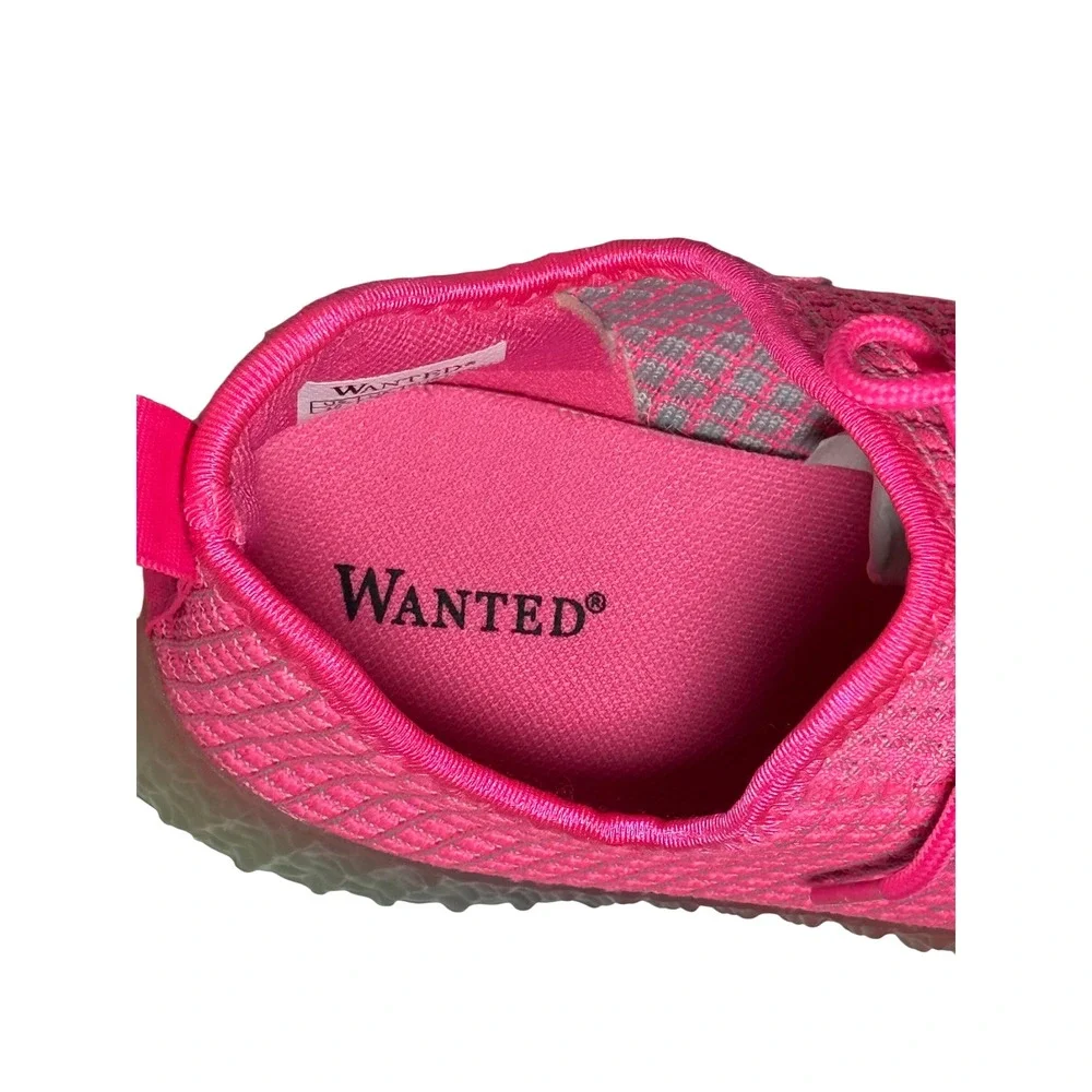 Wanted Hot Pink Mesh Lace‎ Up Athletic Sneakers Rainbow Sole Size 10